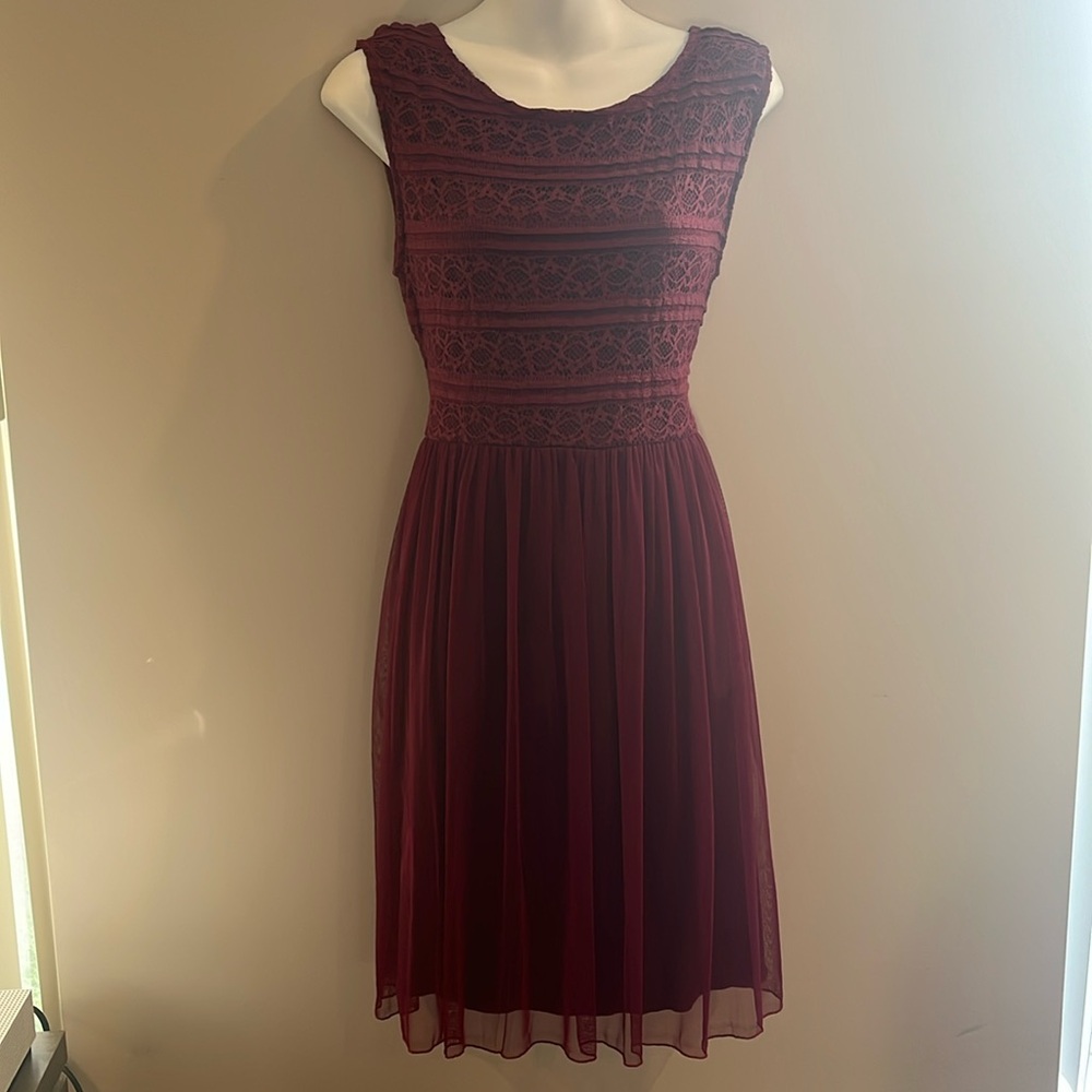 Say What Dress Tulle Maroon Red  Lace size L